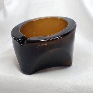 VTG Viking Art Glass Orb Ashtray Root Beer MCM Design - 4 Inches **READ**